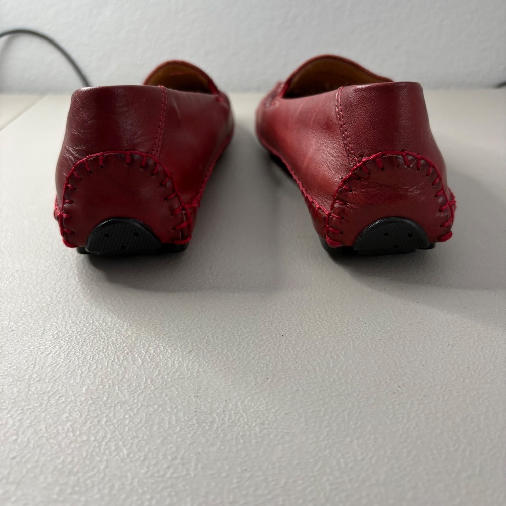Pikolinos Red Leather Embroidered Loafers Driving Moccasins Flats Womens Size 36 - Picture 7 of 11